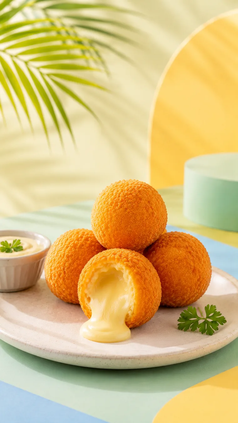 Crispy fried Brazilian cheese balls, bolinha de queijo