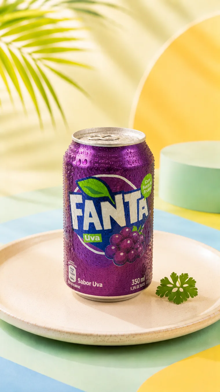 Bottle of Brazilian Fanta Uva, purple grape soda