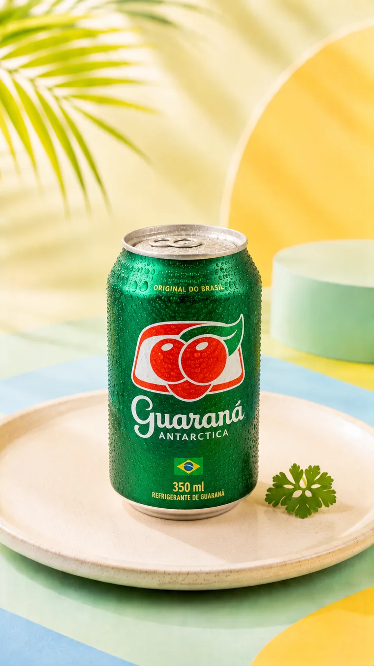 Chilled can of Guaraná Antarctica, Brazilian guaraná soda